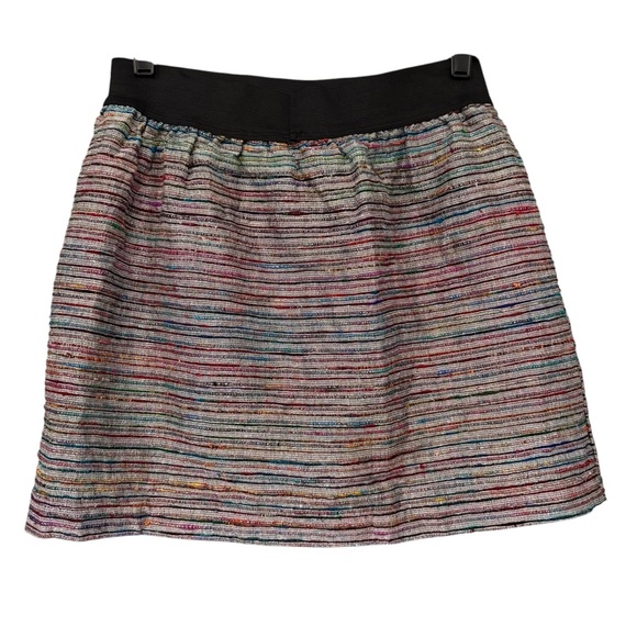 EIGHT SIXTY Metallic Holiday Party Silk Blend Mini Skirt - Picture 5 of 14